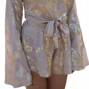 NEW VENTI6 foiled dress short in gold/champagne